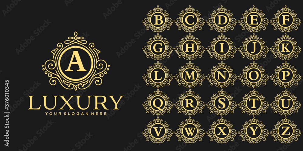 Set of initial letter luxury ornament monogram logo. decorative crown ...