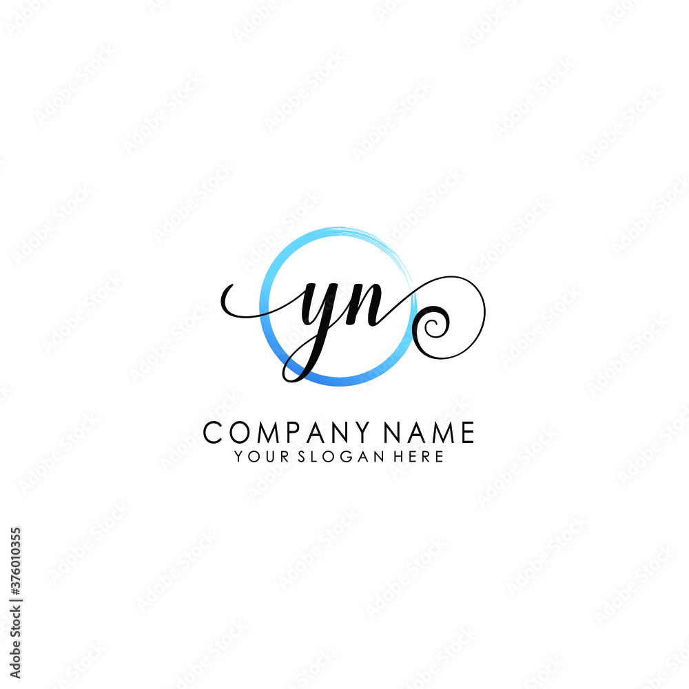YN Initial handwriting logo template vector