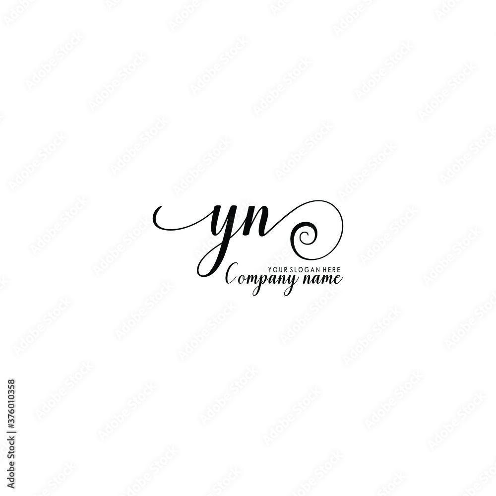 YN Initial handwriting logo template vector