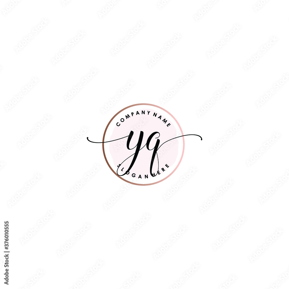 YQ Initial handwriting logo template vector
