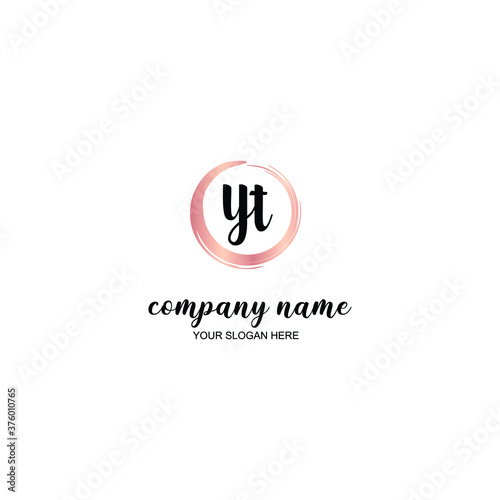YT nitial handwriting logo template vector 