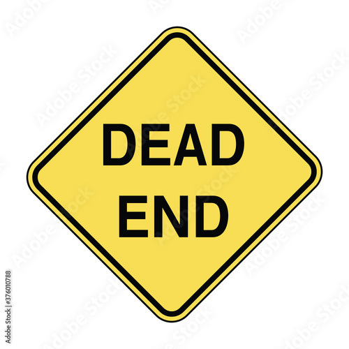 Wallpaper Mural Dead end road sign. Vector illustration of no through road traffic sign. Vehicle will not be able to pass through. Information for drivers on yellow diamond shaped plate board isolated on background. Torontodigital.ca