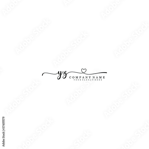 YZ nitial handwriting logo template vector 