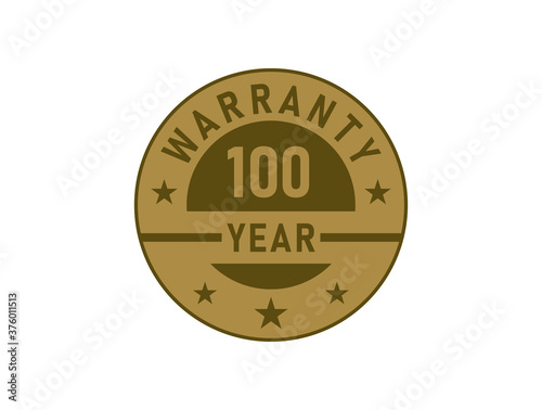 100 years warranty golden badges isolated on white background. Warranty label