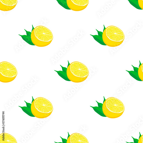 Illustration on theme big colored seamless yellow lemon
