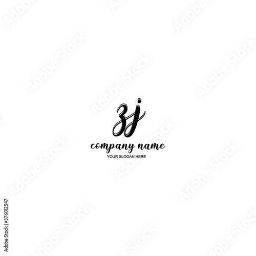 ZJ Initial handwriting logo template vector 