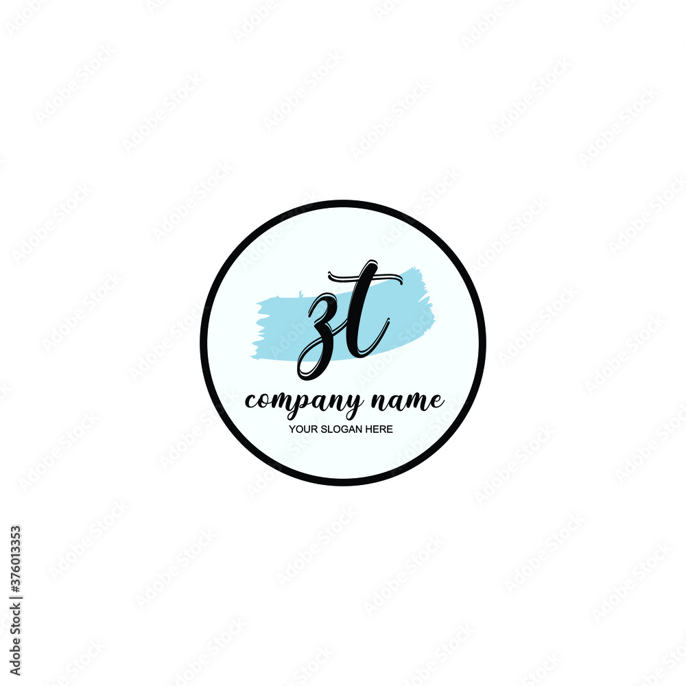 ZT Initial handwriting logo template vector ZT Initial handwriting logo template vector