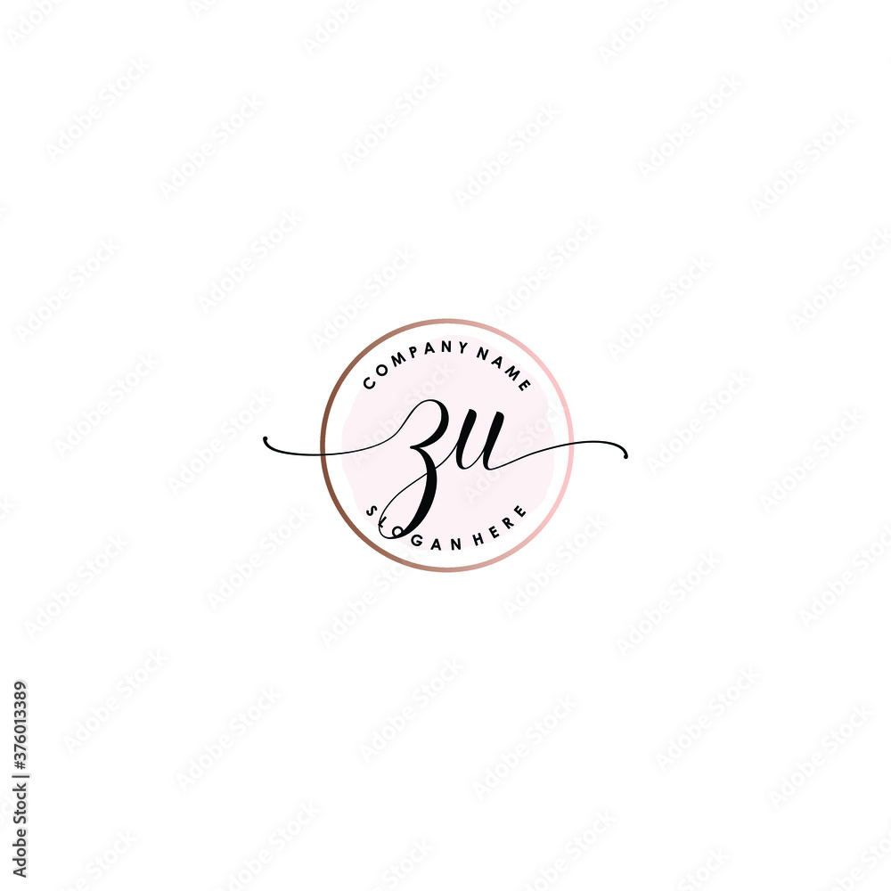 ZU Initial handwriting logo template vector ZU Initial handwriting logo template vector