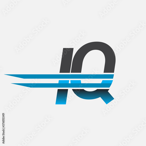 initial logo IQ company name colored black and blue, Simple and Modern Logo Design.
