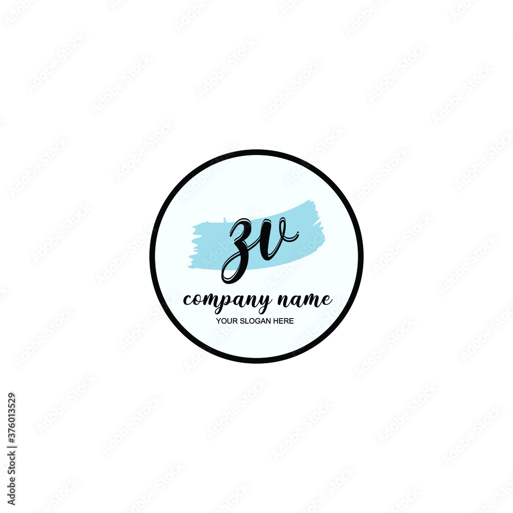 ZV Initial handwriting logo template vector ZV Initial handwriting logo template vector