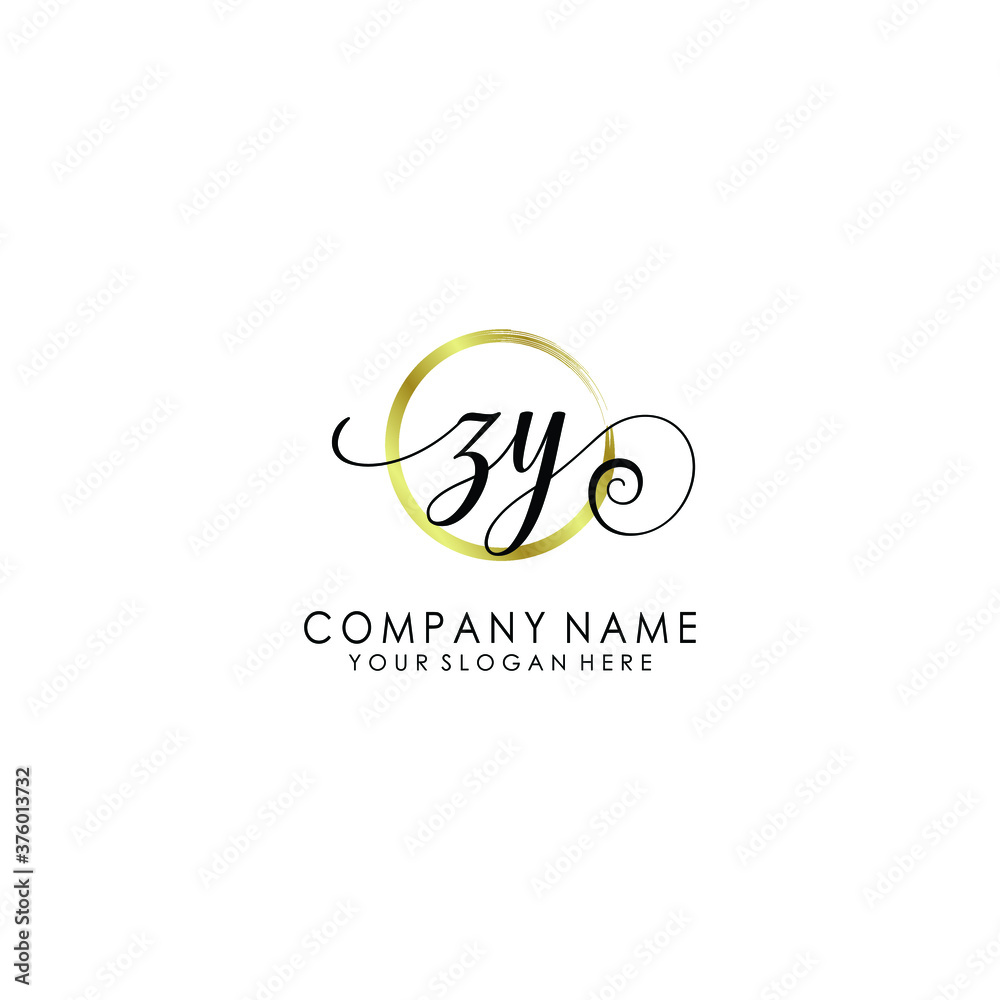 ZY Initial handwriting logo template vector