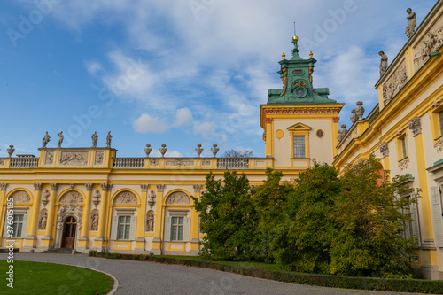 beautiful view on Royal Wilanow Palace located in the Wilanów district, Warsaw