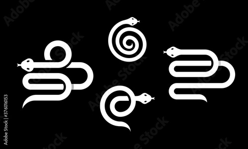 Snake Set Collection Silhouette Modern Logo Design Template