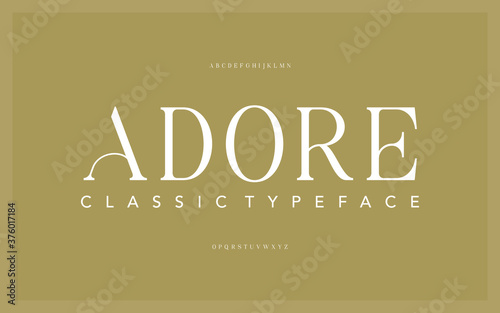Lettering Minimalist Fashion. Elegant alphabet letters serif font and number. Typography fonts regular uppercase, lowercase. photo