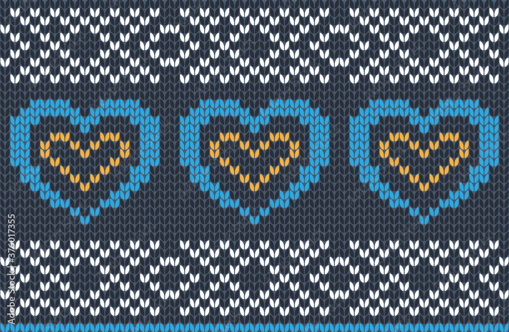 Vector seamless Knitting Pattern in blue, yellow and white colors ...