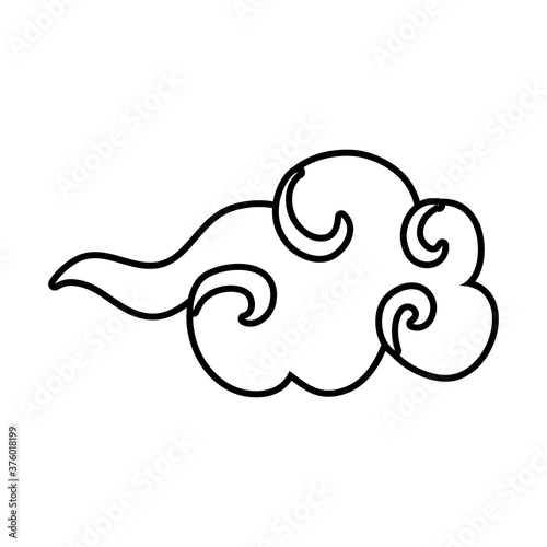 mid autumn cloud sky line style icon