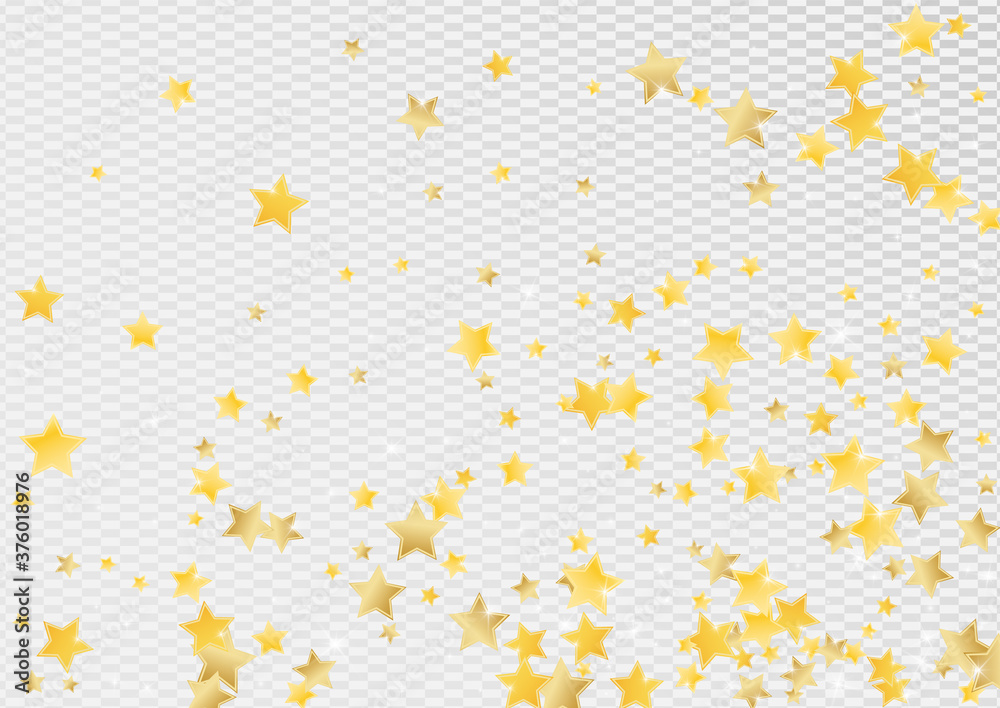 Gold Festive Stars Vector Transparent Background. 