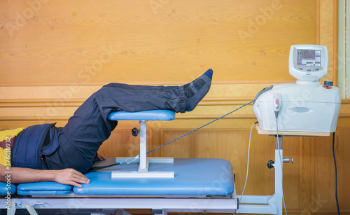 Lumbar traction , Medical Lumbar traction equipment for physiotherapy. treatment physiotherapy.