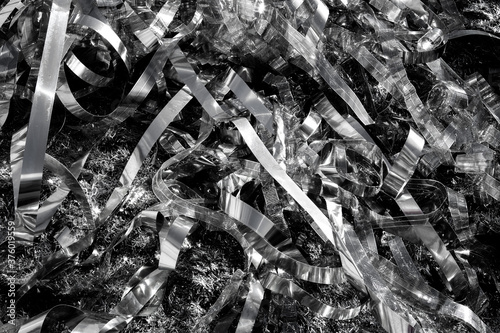 A scrap of old wired Aluminium material from a recycling company for the purpose of wallpaper or background.