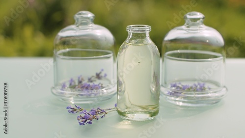 Lavender flowers and base oil