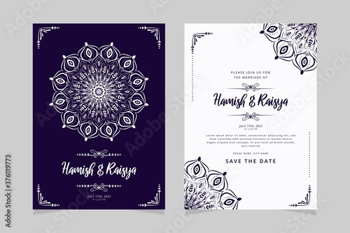 beautiful hand draw wedding invitation card template