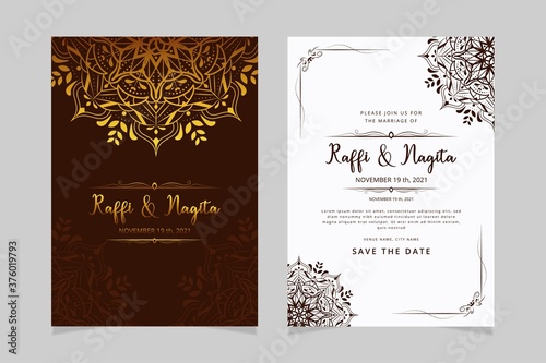 premium wedding invitation with hand draw mandala
