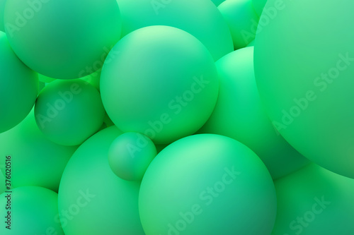 Texture and background of a large number of green balls of different sizes. 