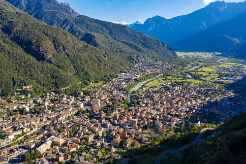 Aerial view of Chiavenna in Lombardy, Italy photo
