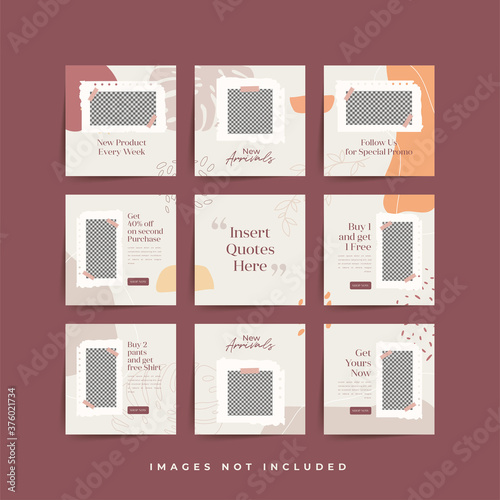 social media puzzle frame grid post template for fashion sale promotion Premium Vector