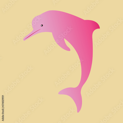 pink dolphin silhouette cute animal endangered danger of extinction vector illustration 