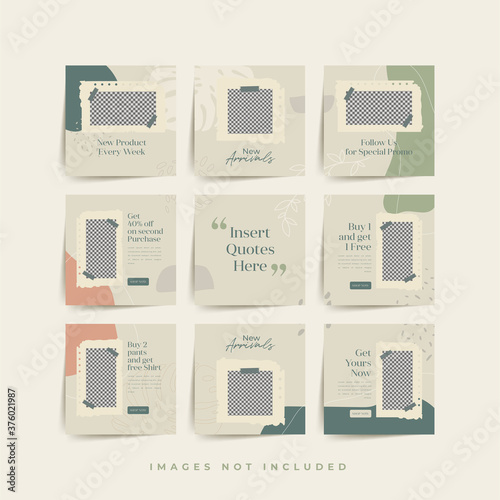 social media puzzle frame grid post template for fashion sale promotion Premium Vector