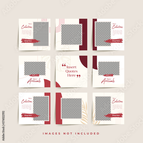 social media puzzle frame grid post template for fashion sale promotion Premium Vector