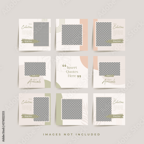 social media puzzle frame grid post template for fashion sale promotion Premium Vector