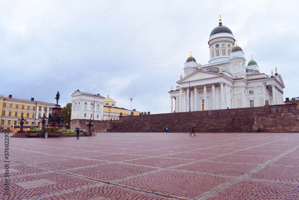 Cathedral of Helsinki and square Senaatintori in Finland