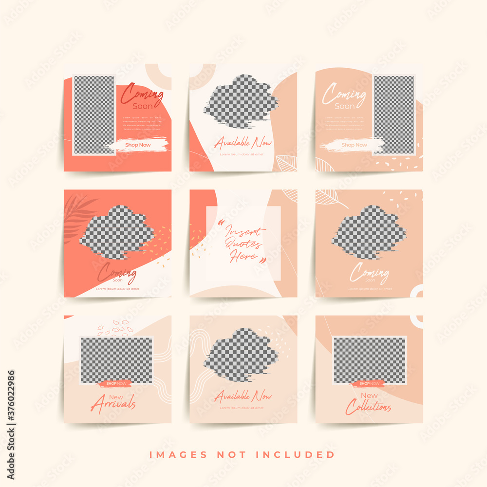 social media puzzle frame grid post template for fashion sale promotion Premium Vector
