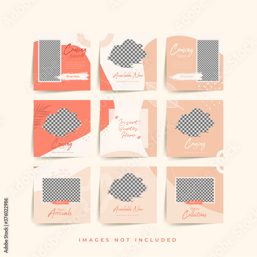 social media puzzle frame grid post template for fashion sale promotion Premium Vector