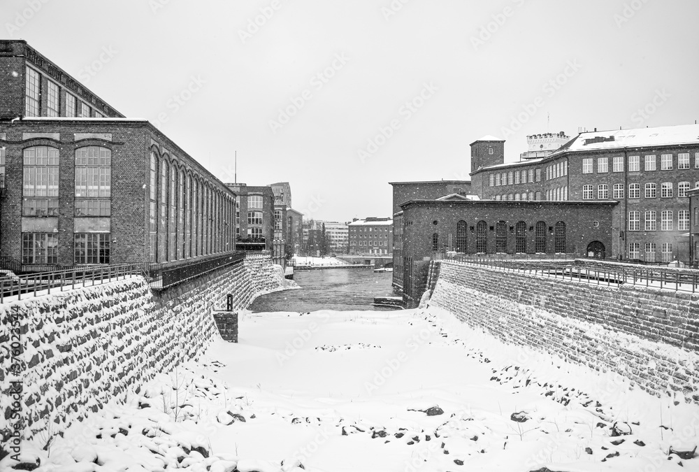 Black and white landscape from industrial sceneries of Tampere, Finland Black and white landscape from industrial sceneries of Tampere, Finland