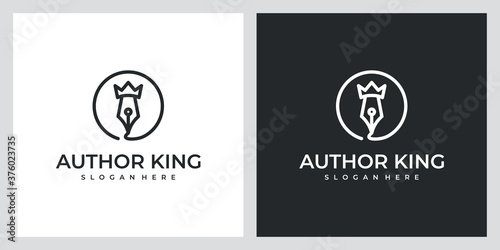 author king with beautiful line art logo design inspiration