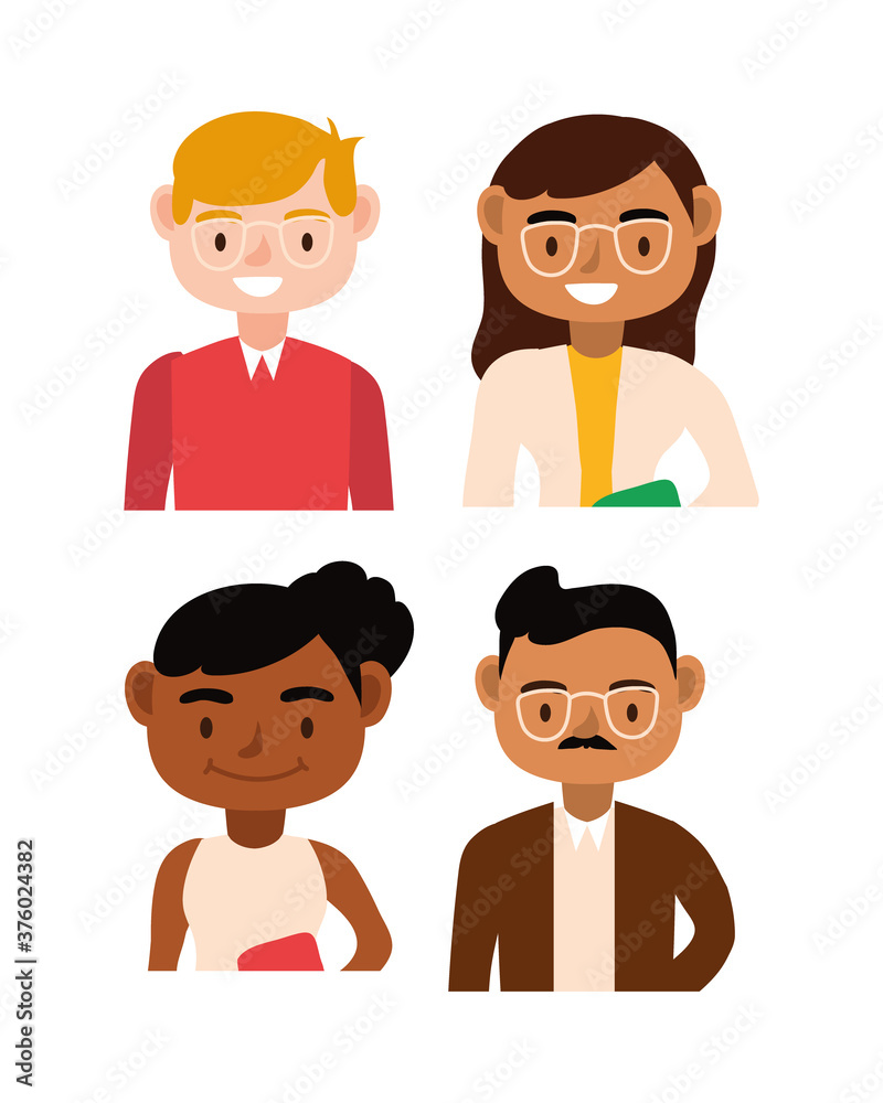 interracial teachers team workers characters