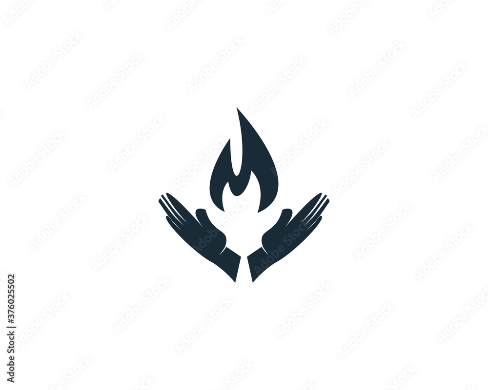 Naklejka Hand and Flame Fire Icon Vector Logo Template Illustration Design