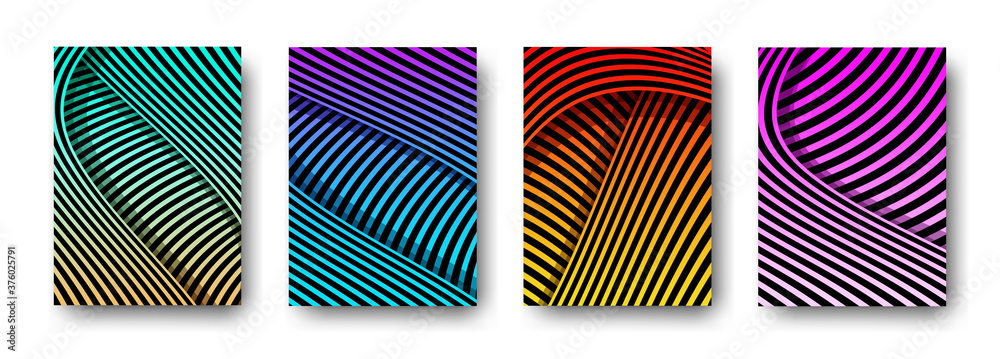 Backgrounds cover design, wavy colorful geometric patterns, interesting vector design.
