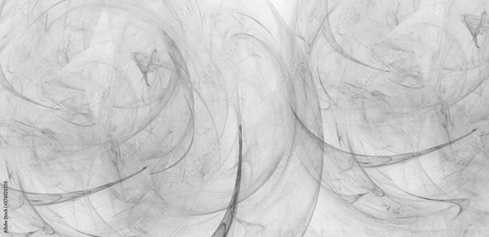 Gray scale abstract wavy fractal design art work on white.