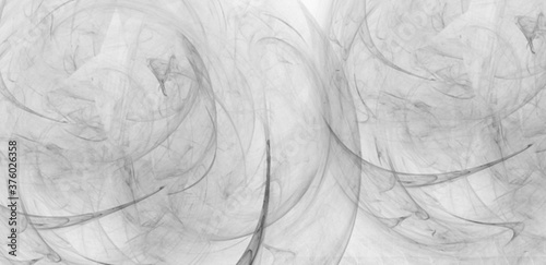 Gray scale abstract wavy fractal design art work on white.