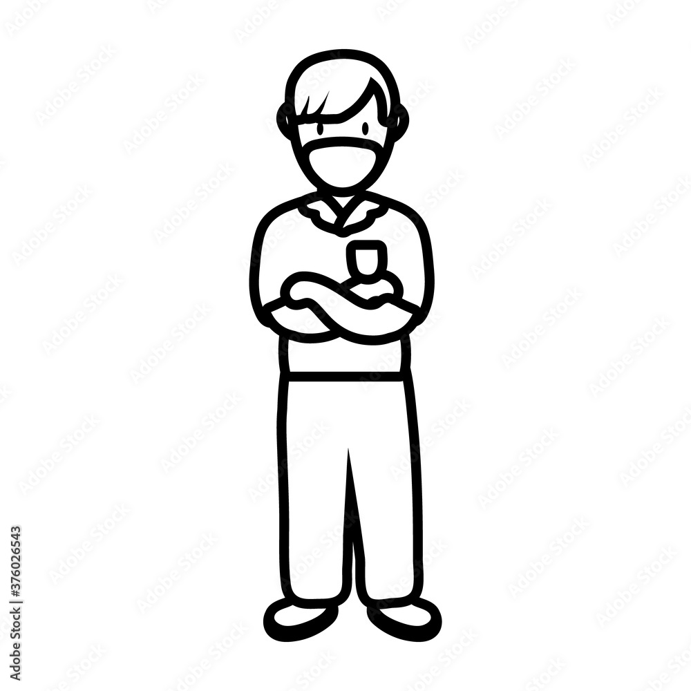 man wearing medical mask for covid19 pandemic line style icon man wearing medical mask for covid19 pandemic line style icon