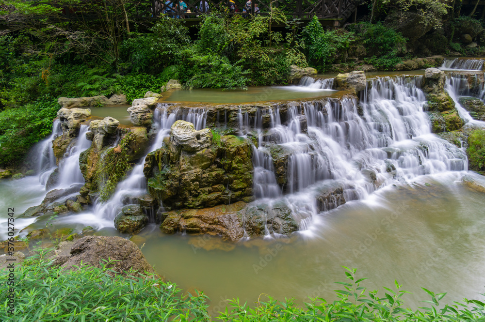 Summer scenery of the Three Gorges Waterfall in Yichang, Hubei, China