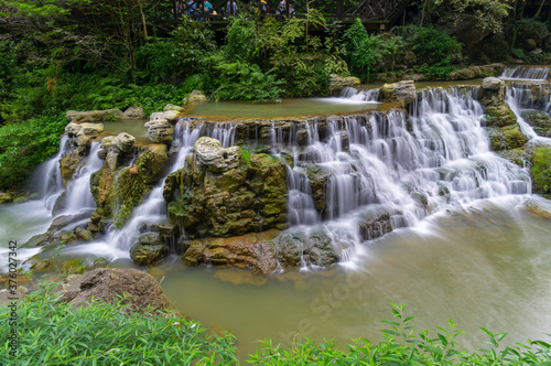 Summer scenery of the Three Gorges Waterfall in Yichang  Hubei  China