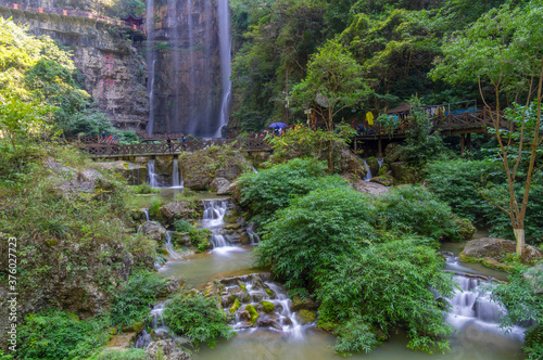 Summer scenery of the Three Gorges Waterfall in Yichang, Hubei, China photo