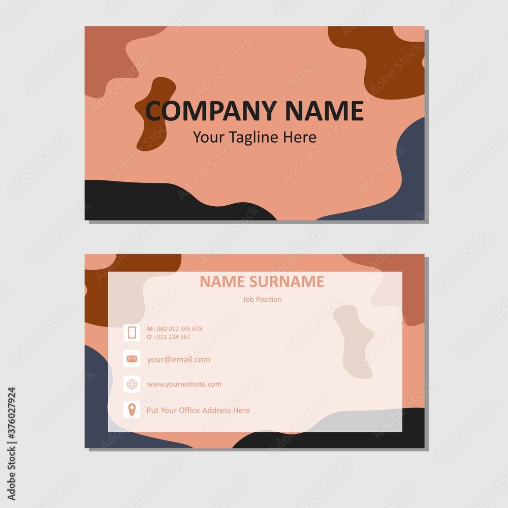 Business card template with abstract design in earth tone color Business card template with abstract design in earth tone color