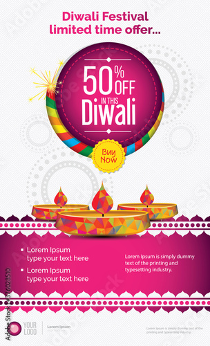 Diwali Festival Offer Poster Design Background Template Vector Illustration