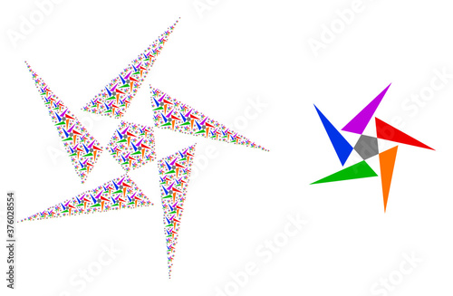 Fractal collage abstraction and original icon. Vector collage is composed with randomized abstraction icons. Flat vector design on a white background.